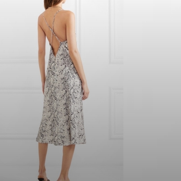 Reformation Kat Midi Snakeskin Printed V-neck Slip Dress Size 6 Women's - Picture 4 of 11